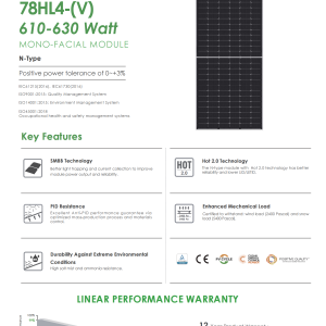 แผงโซล่าเซลล์ Jinko 630W (N-type)